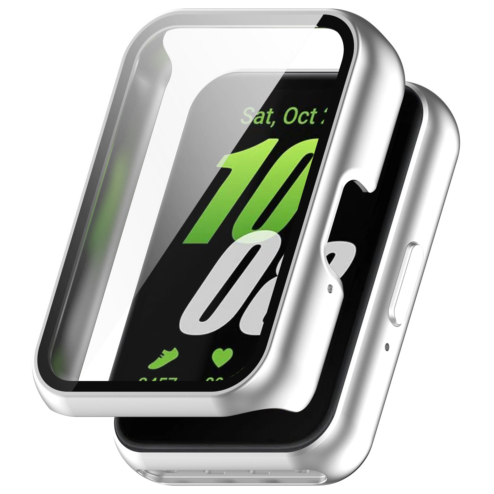 For Samsung Galaxy Fit3 (SM-R390) Case with Tempered Glass Screen Protector Full Coverage Hard PC Watch Cover - Glossy Black For Samsung Galaxy Fit3 (SM-R390) Case with Tempered Glass Screen Protector Full Coverage Hard PC Watch Cover - Glossy Black